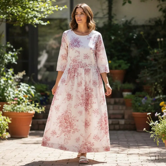 Sengetøjs kjole i bomuld - retro rød Irene Kokholm