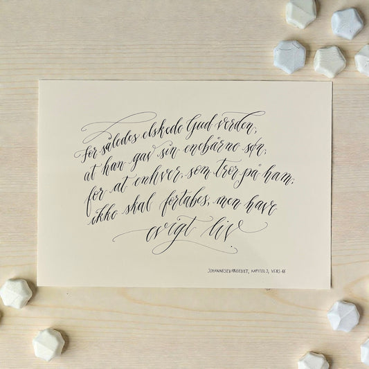 Håndskreven plakat - For således elskede Gud verden