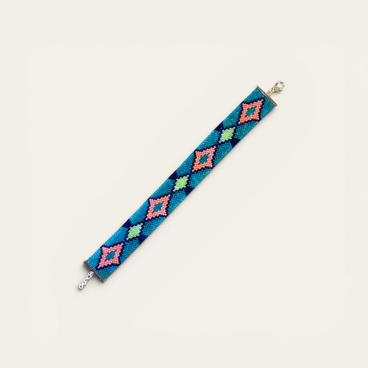 Armbånd i miyukiperler – turkis/lyserød | Sara Engel