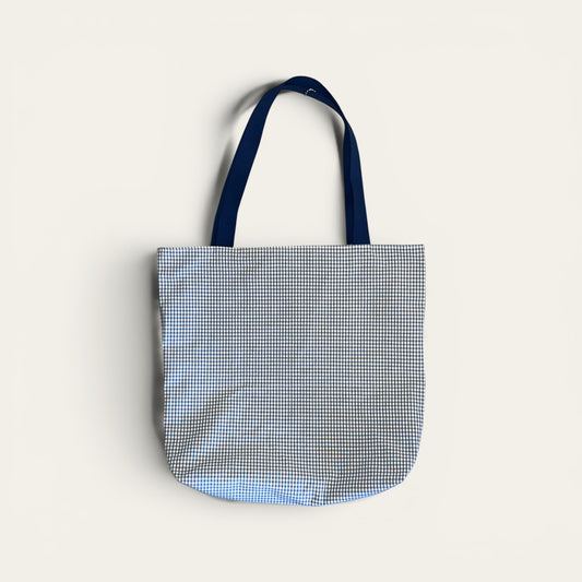 Vendbar totebag – karry fløjl/lyseblå tern | JNorteved