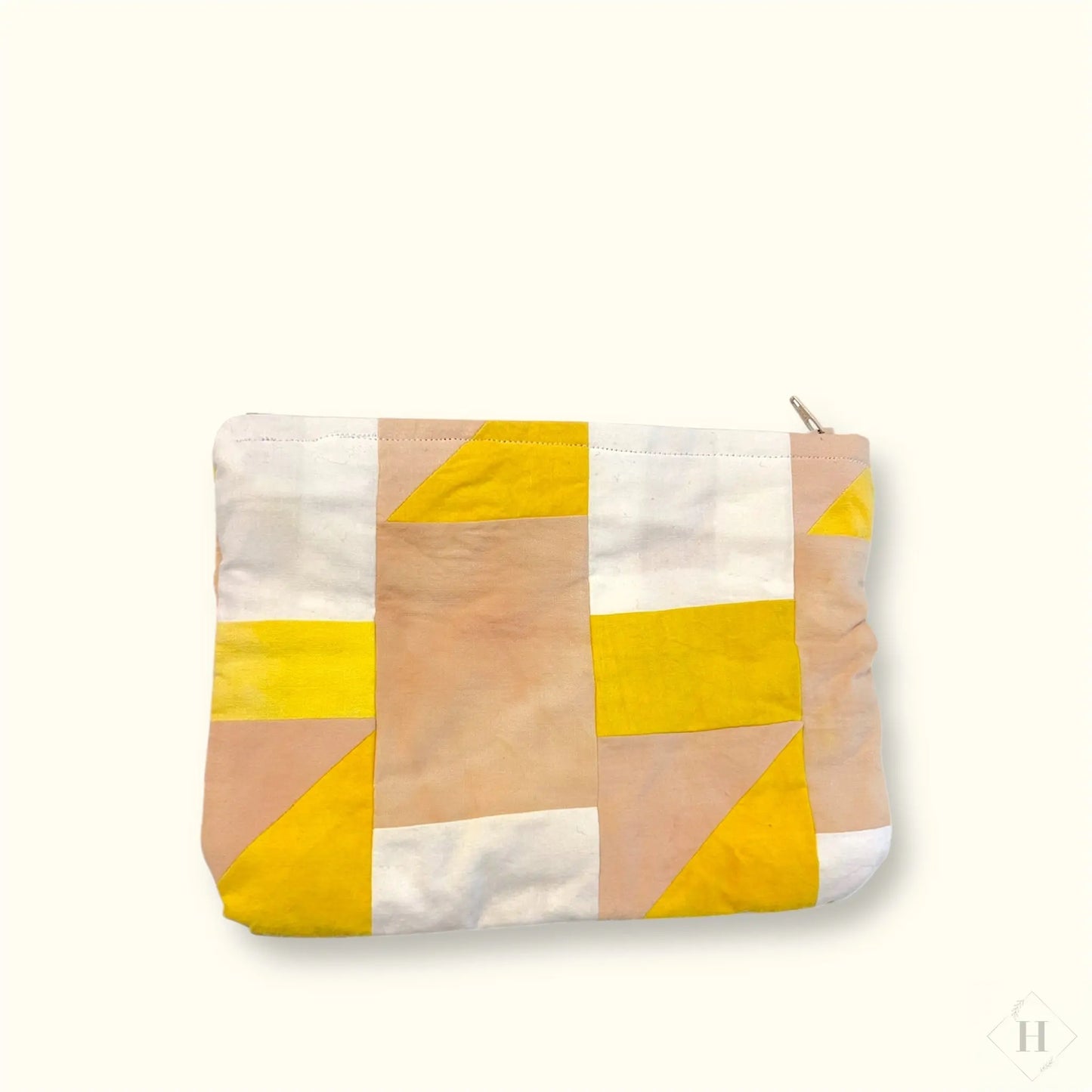 Mellem pung i patchwork - hvid/rosa/gul Vera Hjerrild