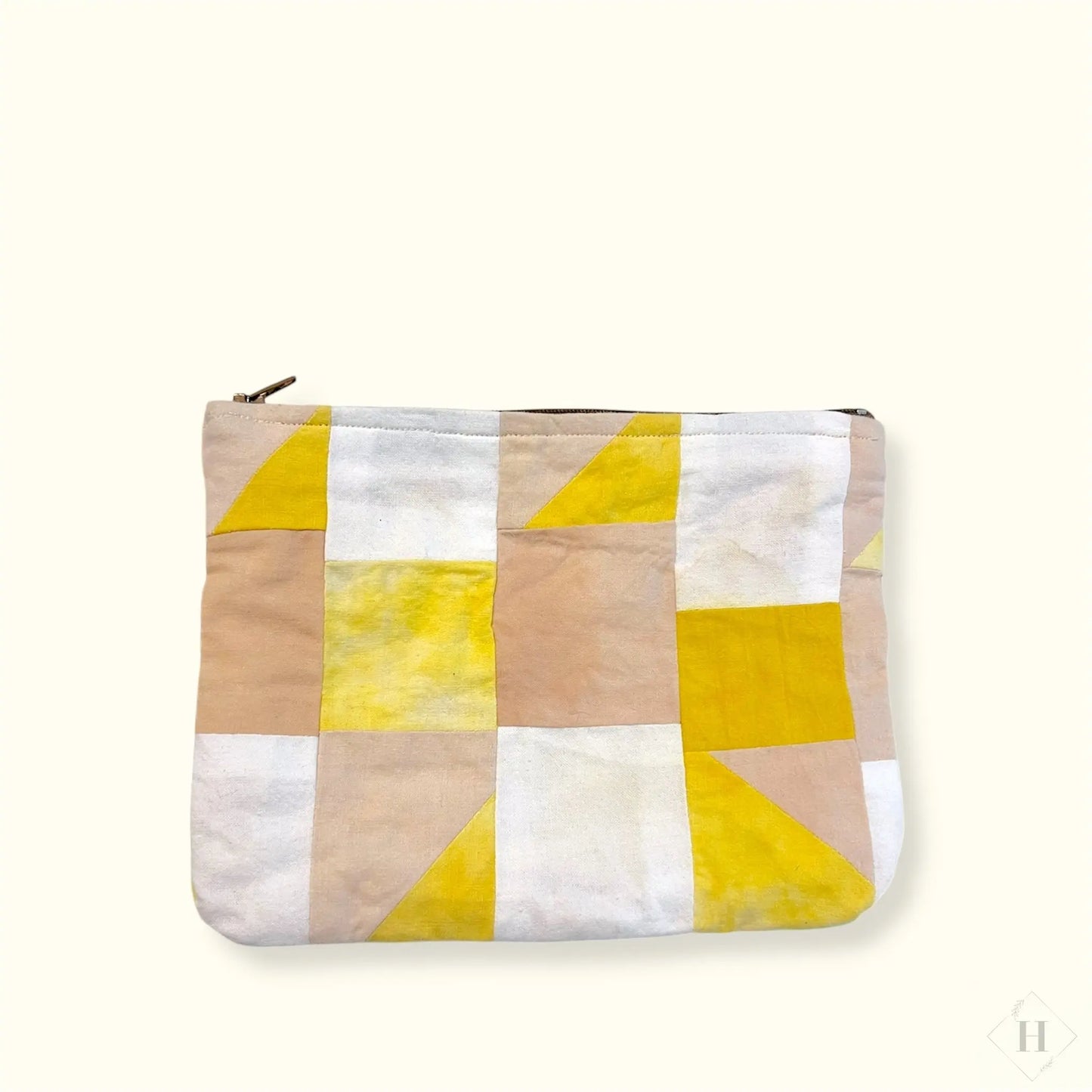 Mellem pung i patchwork - hvid/rosa/gul Vera Hjerrild