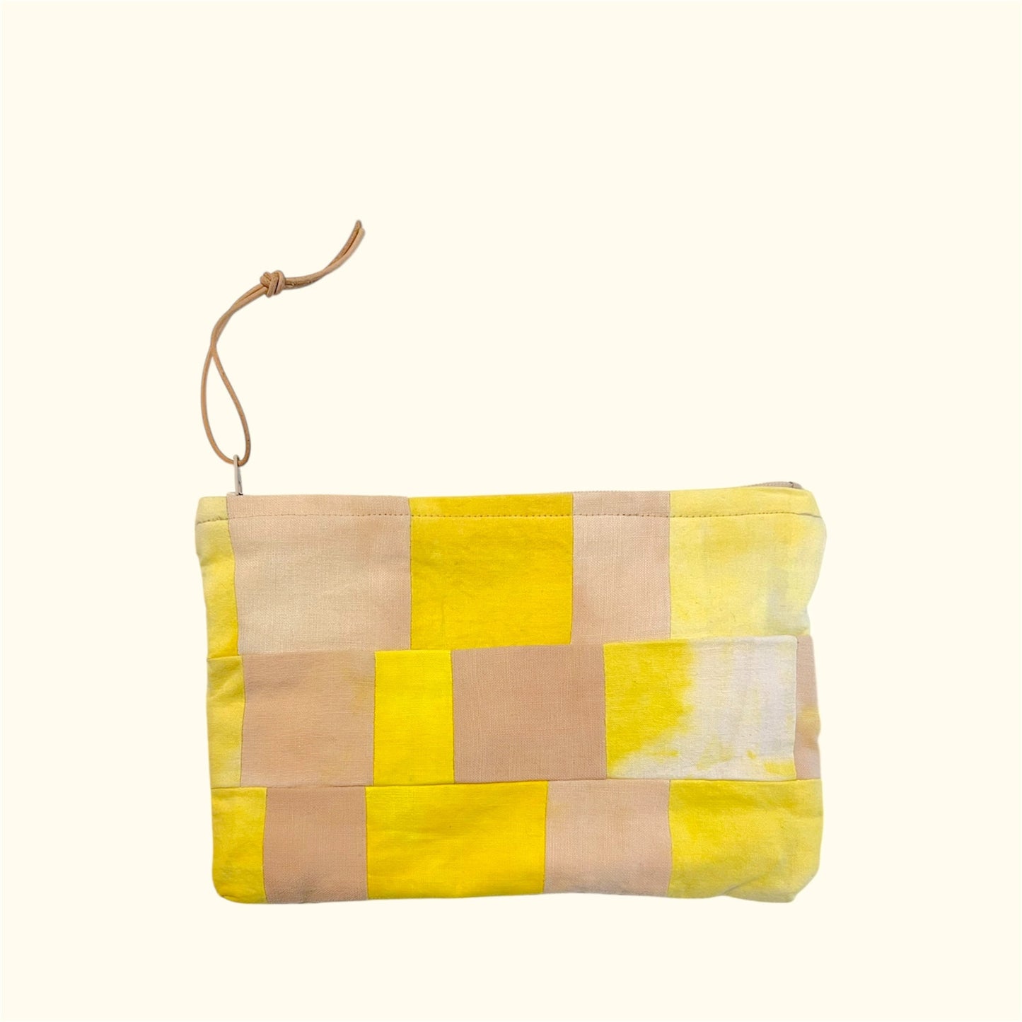 Mellem pung i patchwork - gul/lyse brun Vera Hjerrild