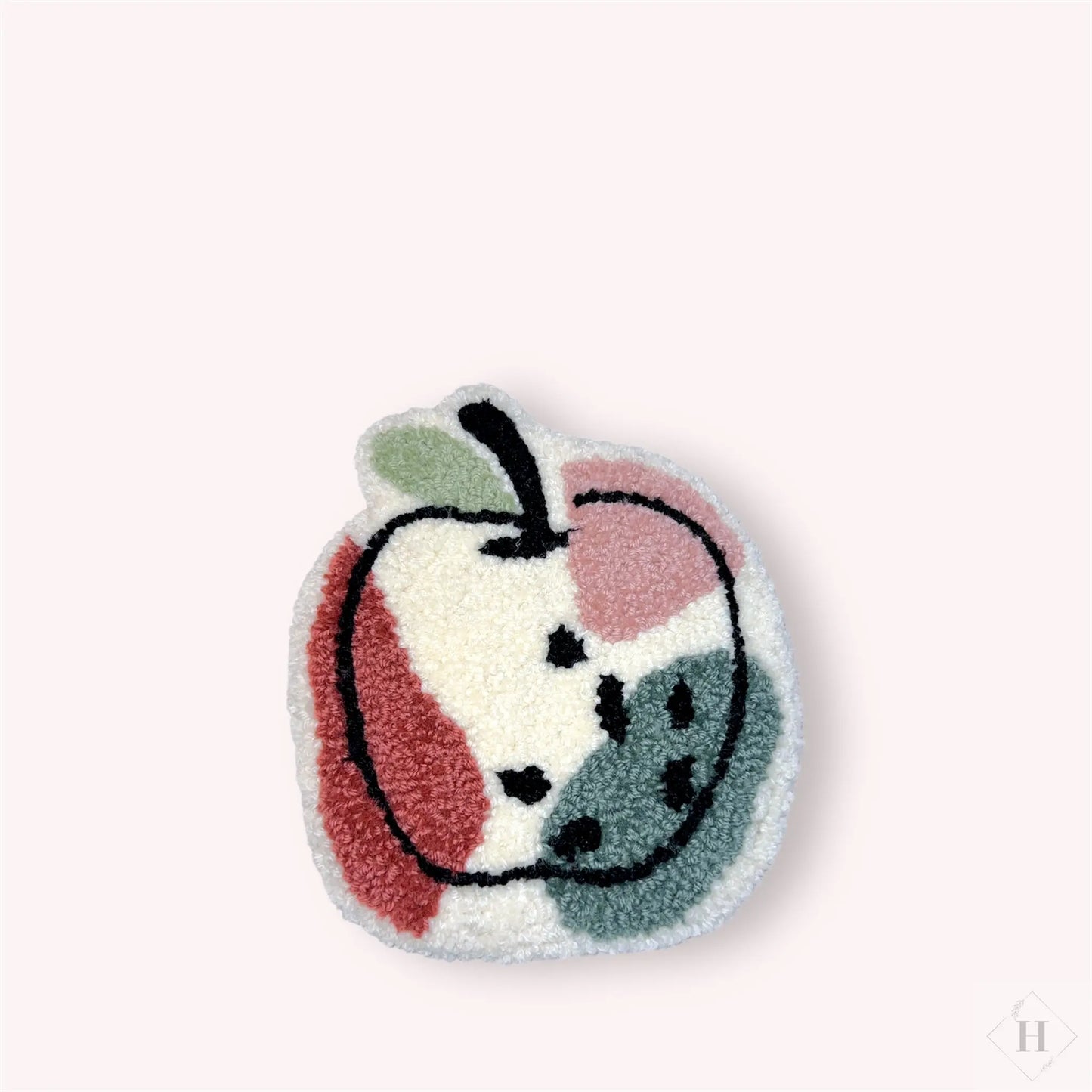 Tuftet vægophæng - rosa og grøn æble m/blad Flair