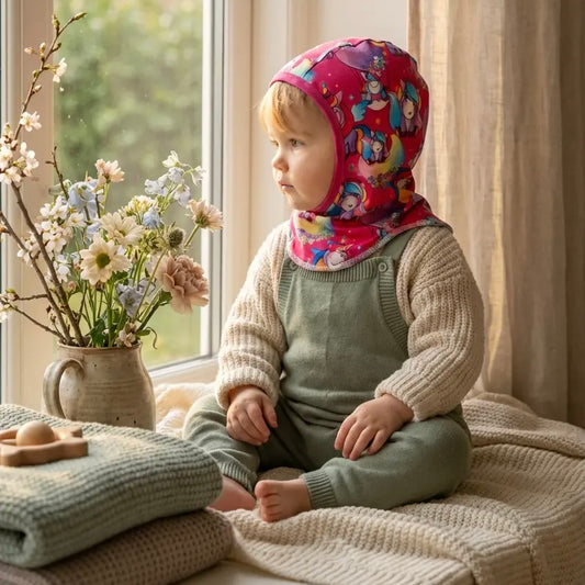 Håndlavet Baby Elefanthue Jersey Str 49-52 - Varm To-Lags Vinterhue 18 Mdr-4år