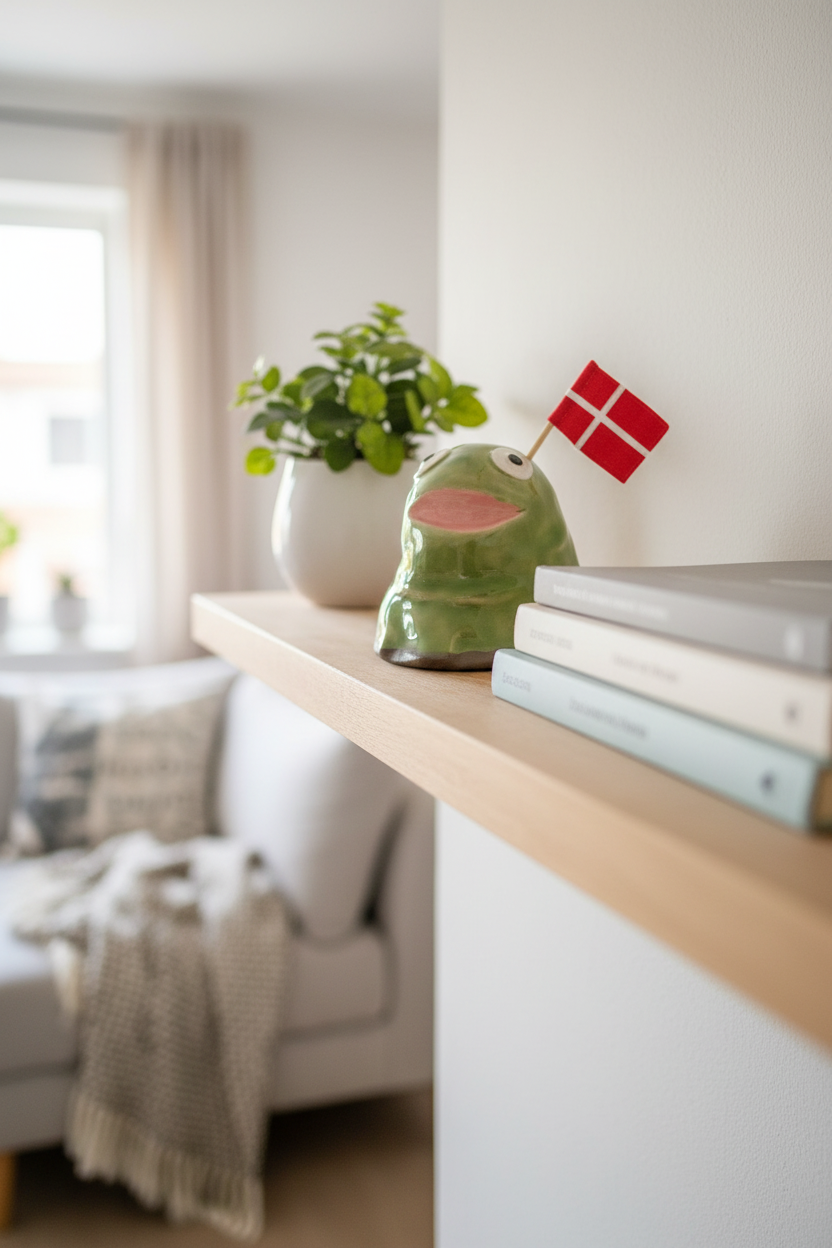 Stor Kajkage i keramik med stofflag – Håndlavet figur af Pedersen