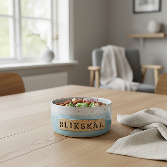 Håndlavet slikskål i keramik - lyseblå skål fra Clay by Hornstrup