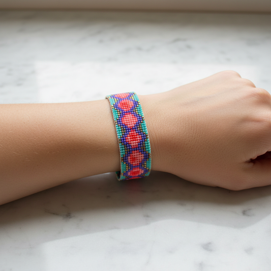 Armbånd i miyukiperler – retro prik-mønster | Sara Engel