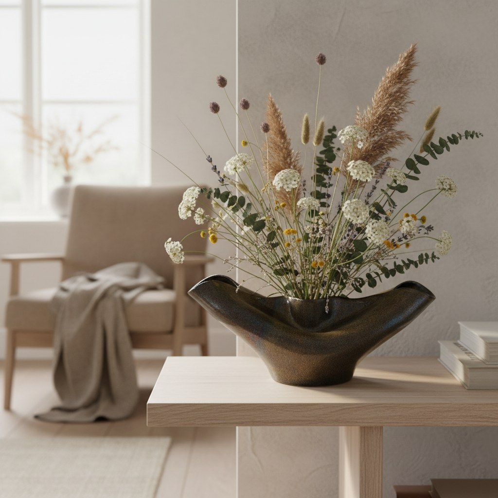 Aladdins Vase – Skulpturel keramikvase til blomsteropsats | Karlines Keramik