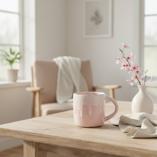 Krus med hank – Lyserød | Håndlavet keramik af Clay by Hornstrup