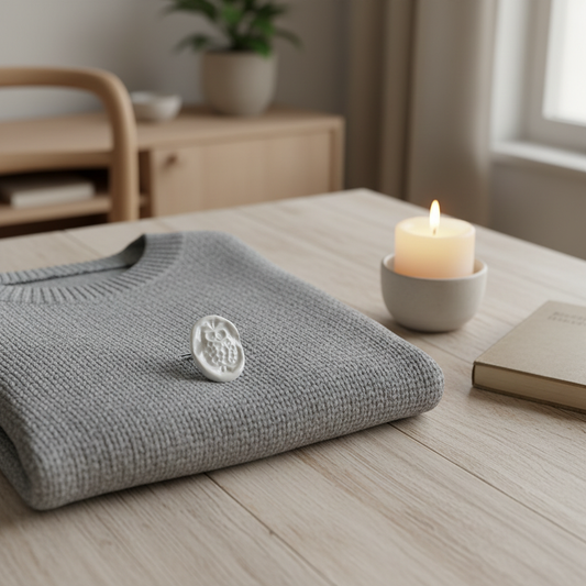 Lille broche i keramik - oval ugle