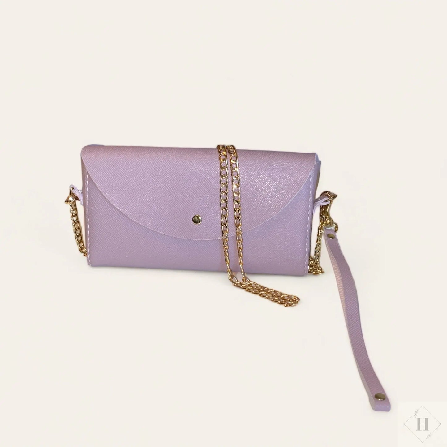Luksus clutch i læder med kæde - lys lilla Unika Nord
