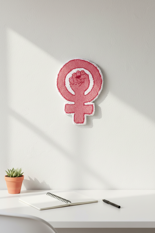 Tuftet kvindetegn vægophæng – feministisk vægkunst | Juks