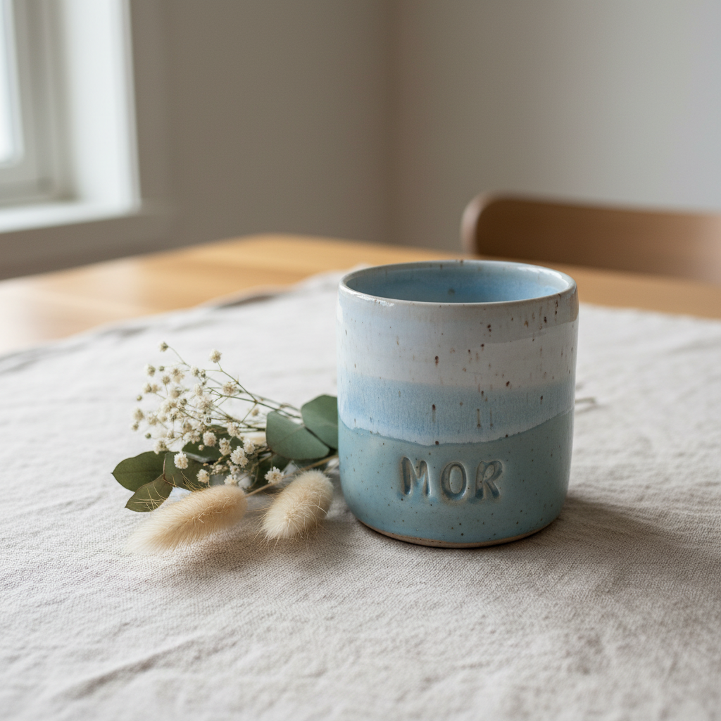 "Mor" Keramikkrus uden hank – Lyseblå glasur | Clay by Hornstrup