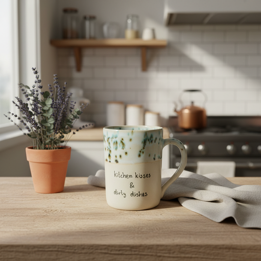 Stort krus – Kitchen kisses & dirty dishes | By Victoria Juul