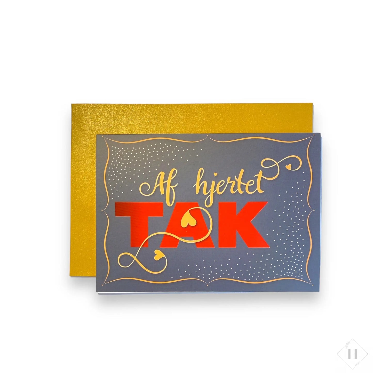 Af hjertet tak - A5 dobbelt kort Pen Tool Grafisk