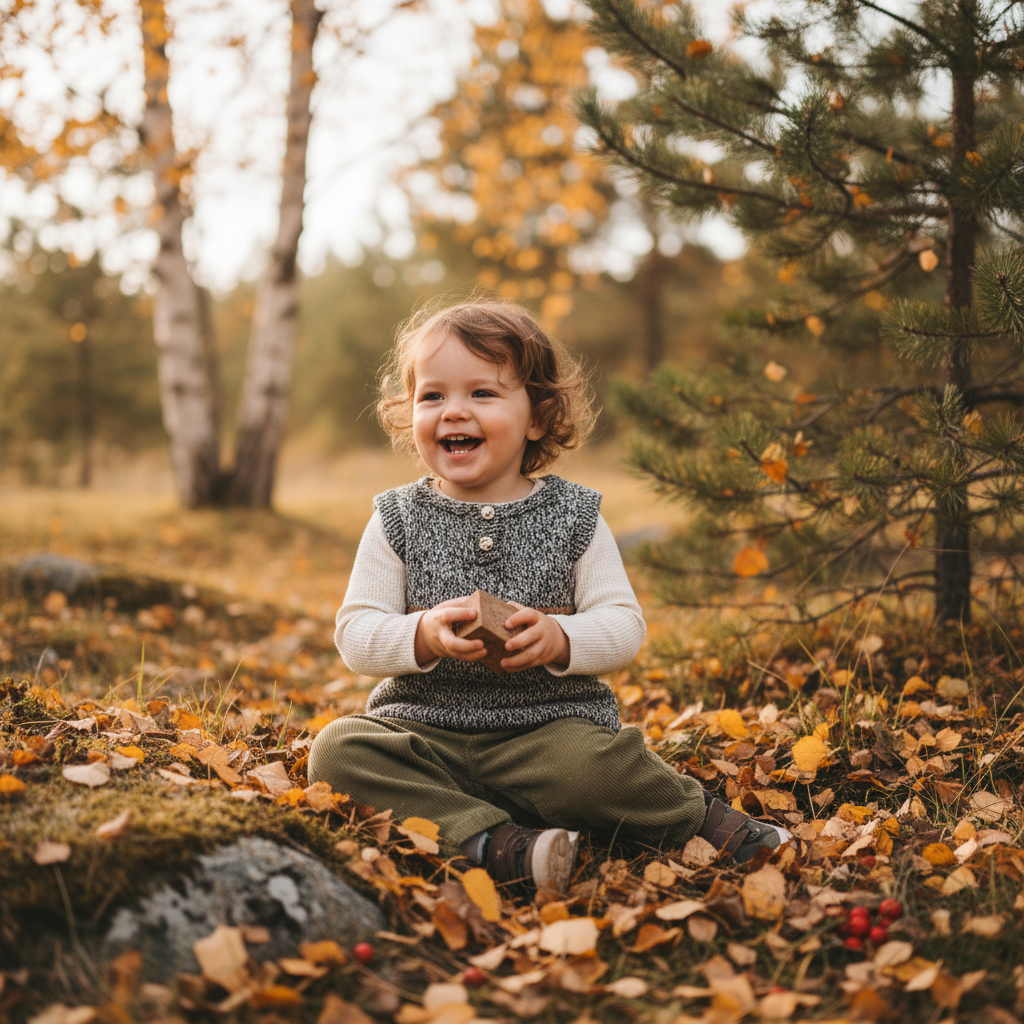 Strikket børnevest – meleret sort/hvid med strib | Str. 3-4 år | HG Design