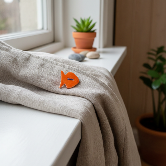 Lille broche i keramik - fisk