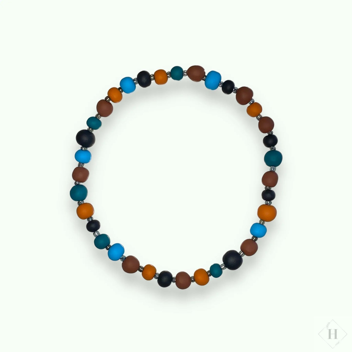 Halskæde i håndlavede perler - brune/blå nuancer Aldrig2ens