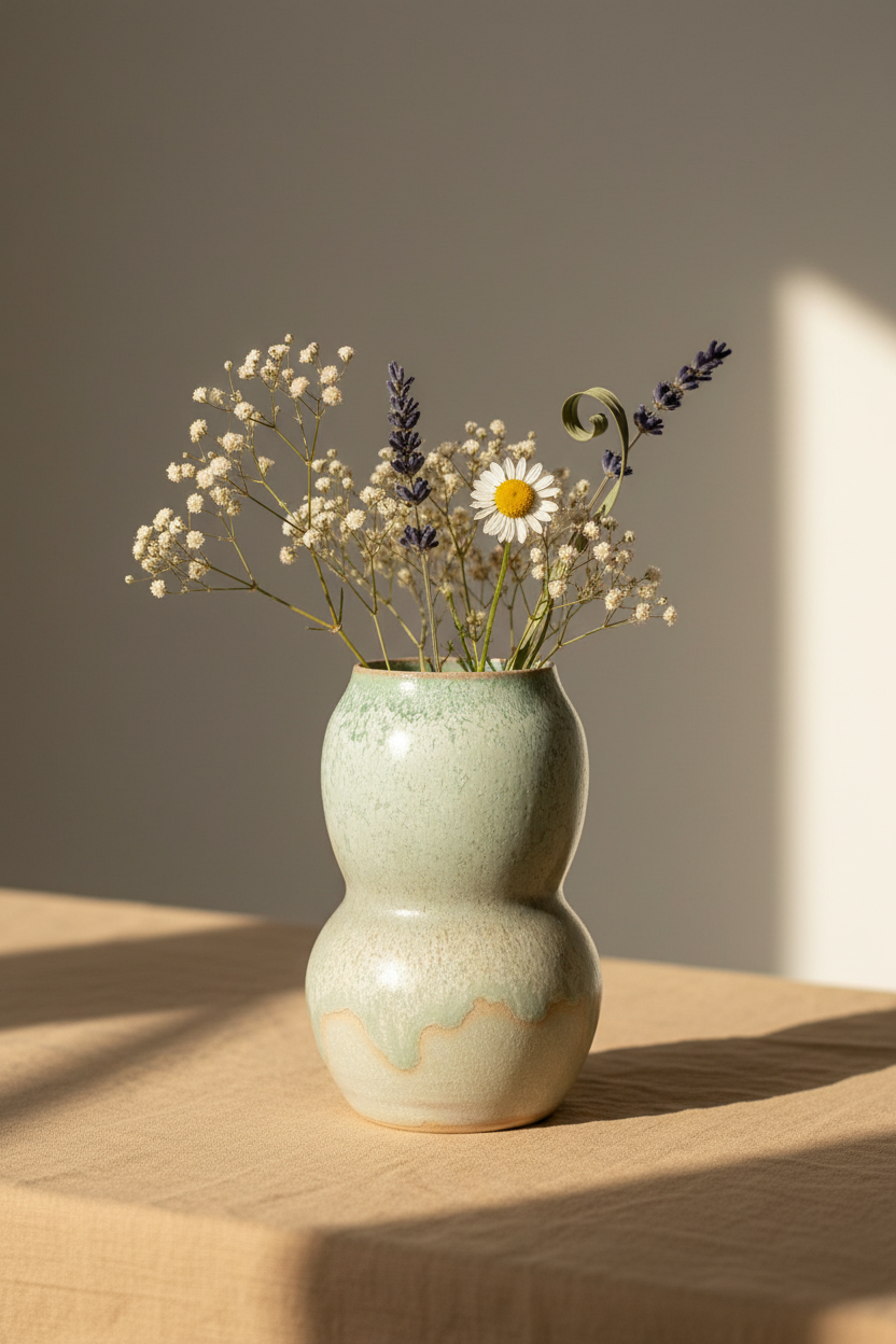Keramikvase – hånddrejet, 11 cm – Karlines Keramik