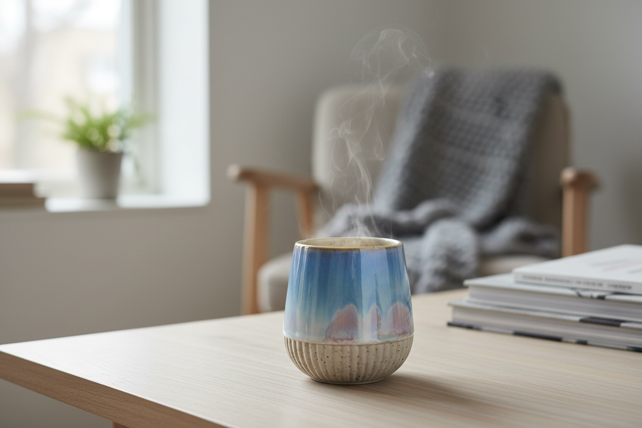 Tumbler i blå og rosa glasur – Håndlavet keramik af Ibs Elsker Keramik
