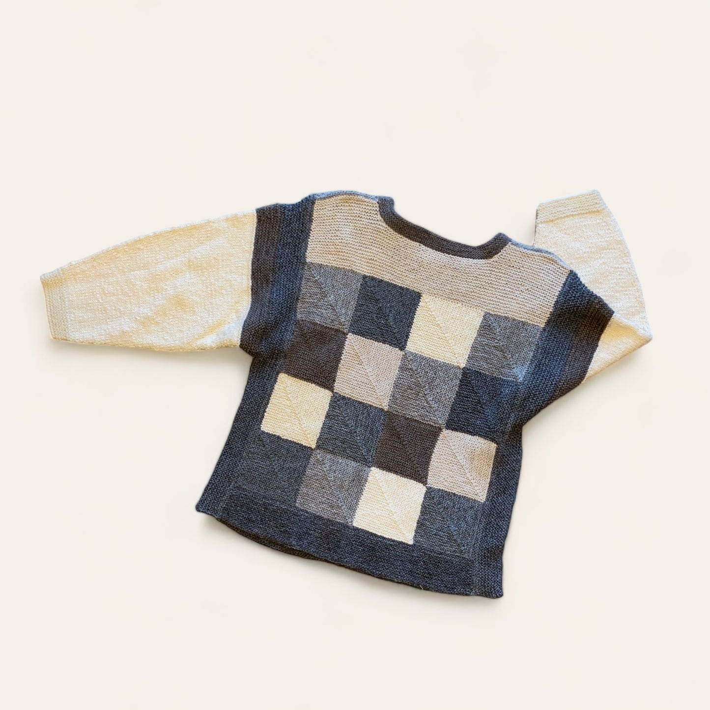 Strikket trøje i uld/bambus str M-L