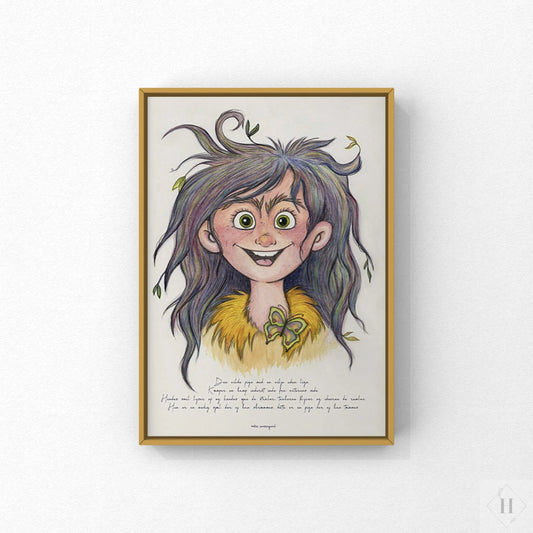 Kunstprint - Den Vilde Pige - illustration om mod Mette Vestergaard