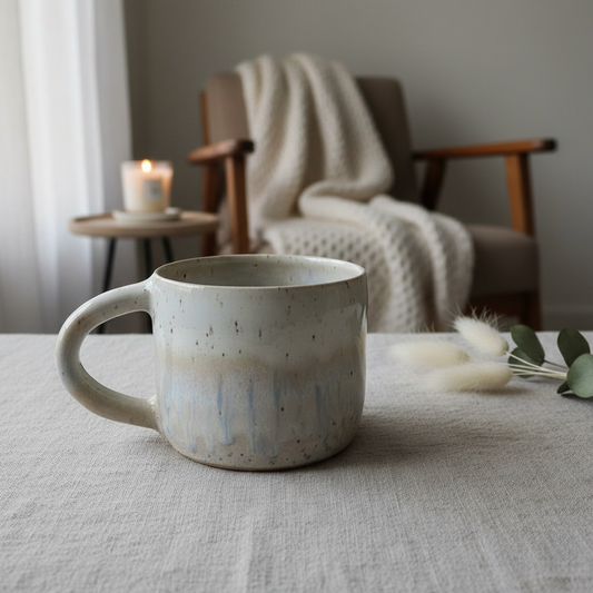 Håndlavet keramikkrus med hank – Sand | Clay by Hornstrup