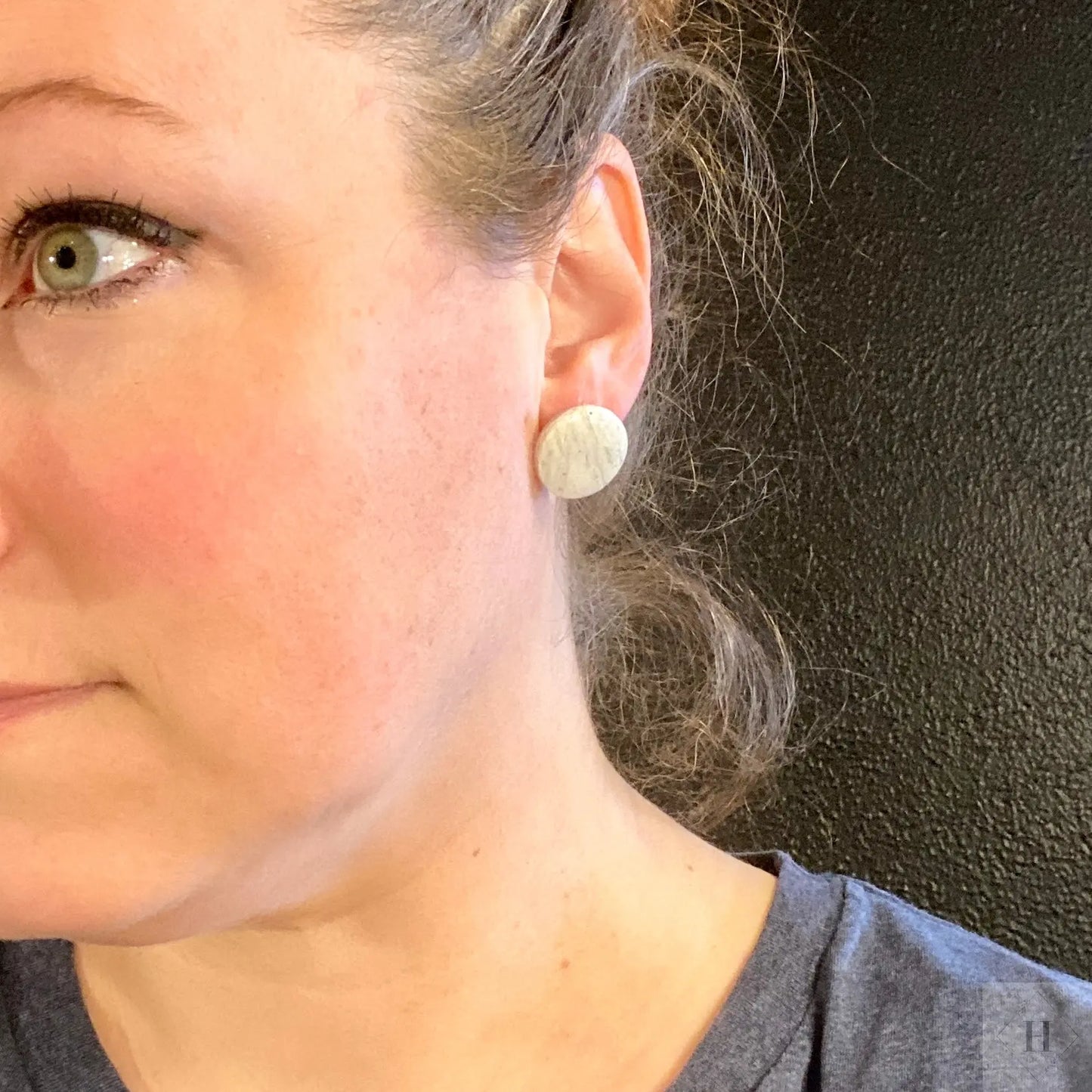 White statement circle studs 243 Handmade Hygge