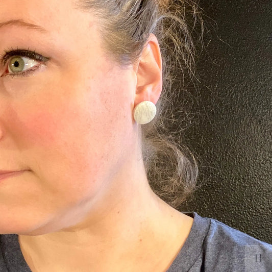 White statement circle studs 243 Handmade Hygge