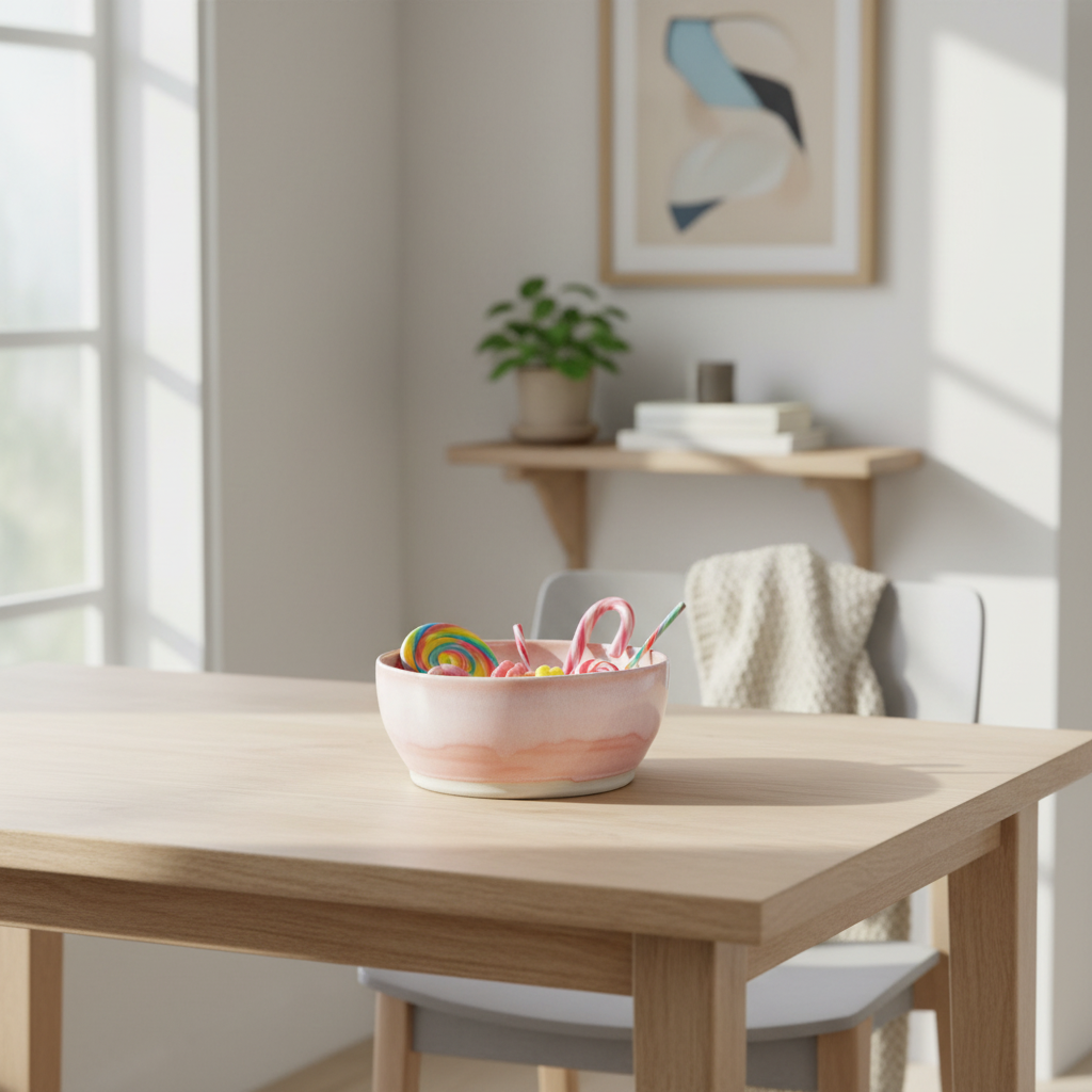 Keramik skål med slik i bunden