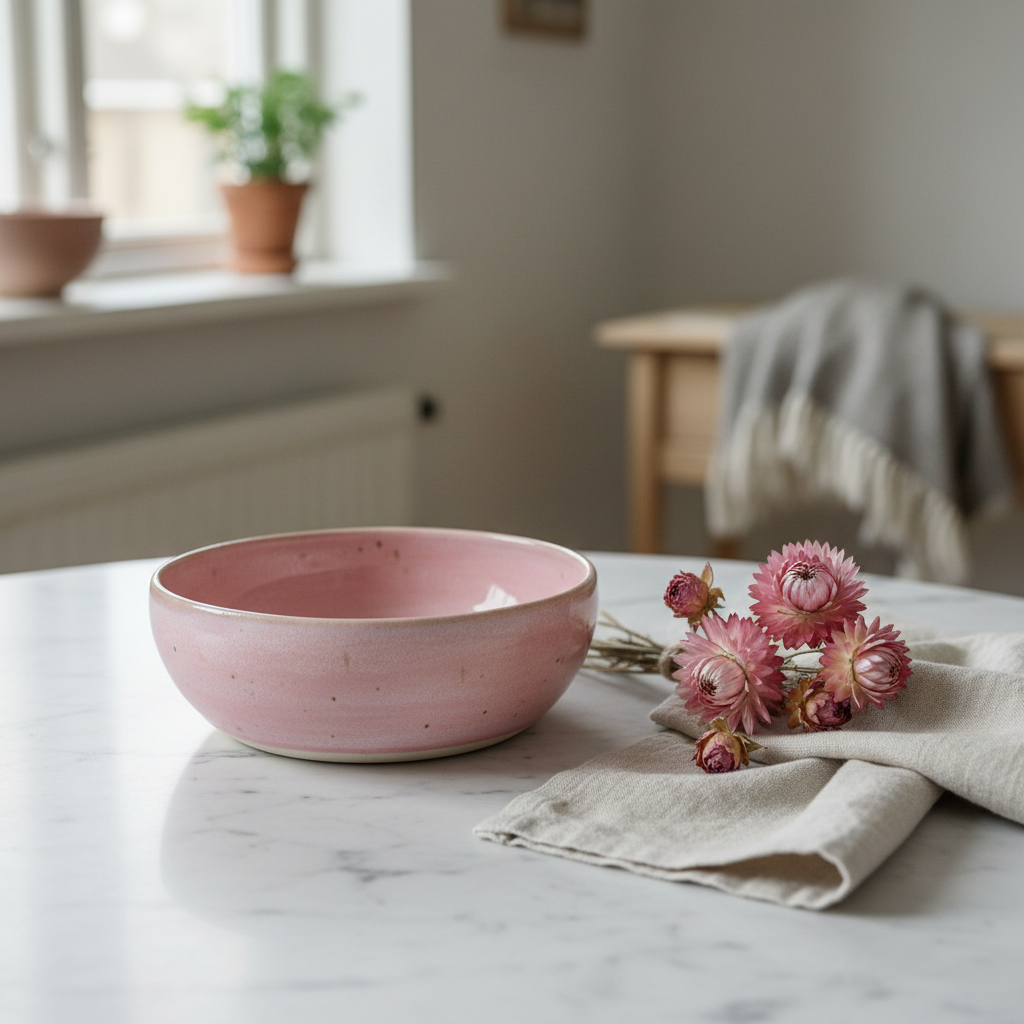 Drejet lav skål – støvet rosa | Jøwjøw