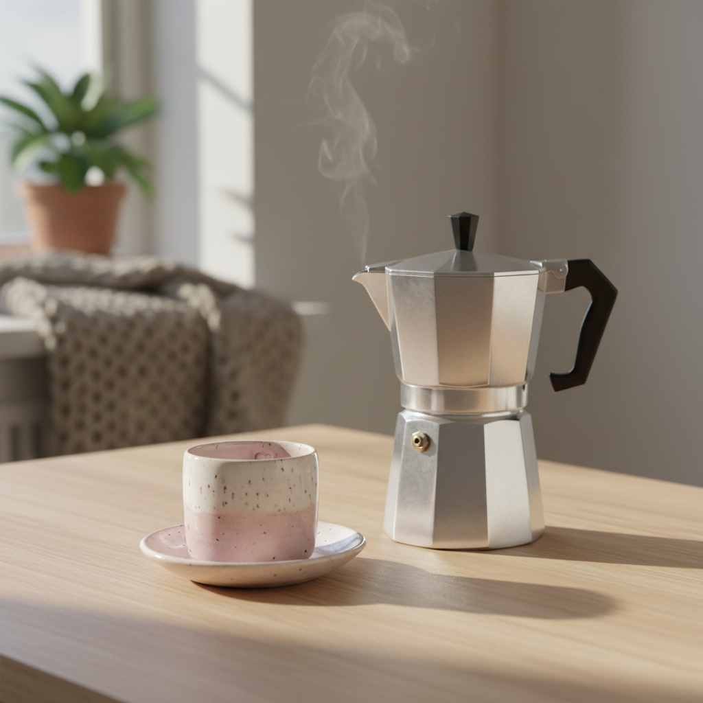 Drejet espressokrus uden hank – lyserød og hvid | Clay by Hornstrup