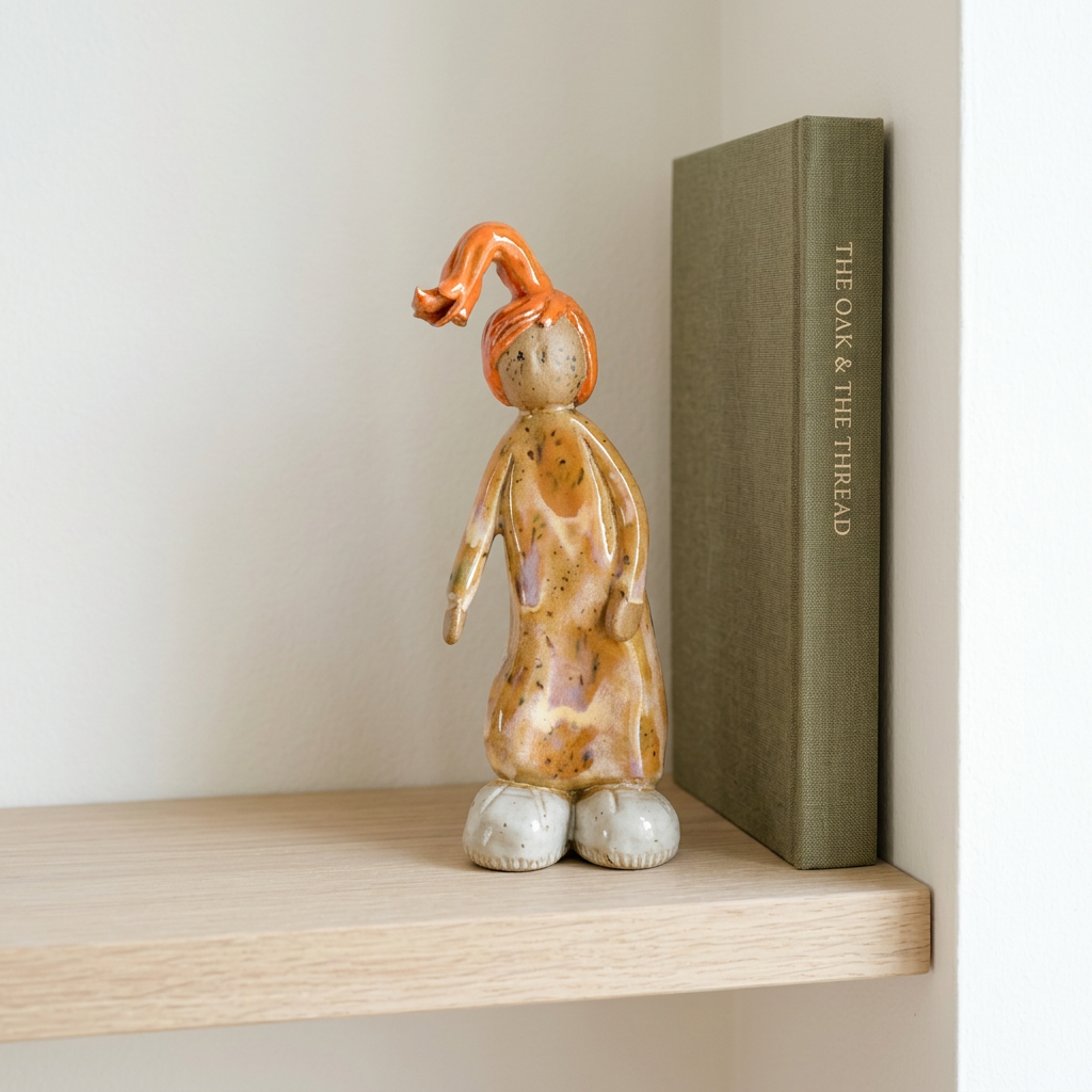 Spilop Ayse – keramikfigur med orange hår, 14 cm | Charlottes Clayground