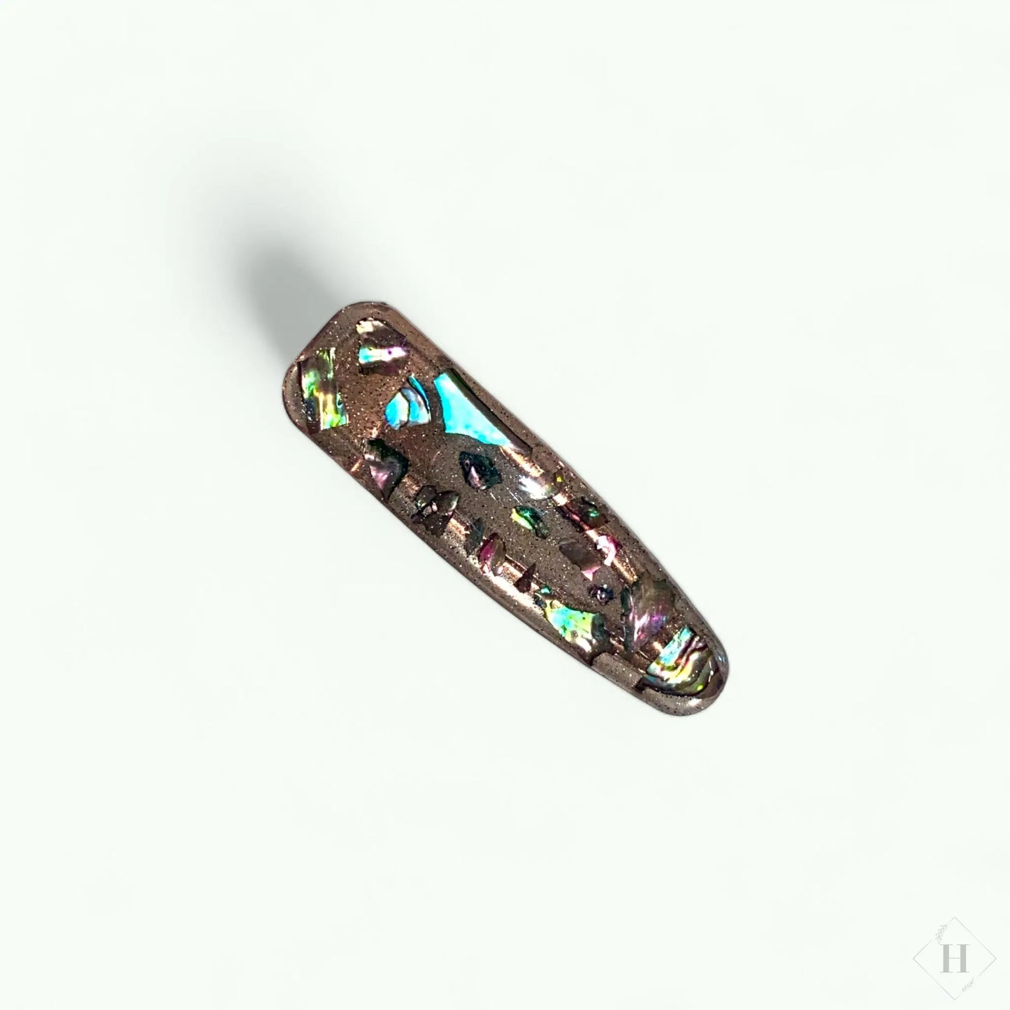 Håndlavet hårklemme - smoke/perlemor Great Fun Arts