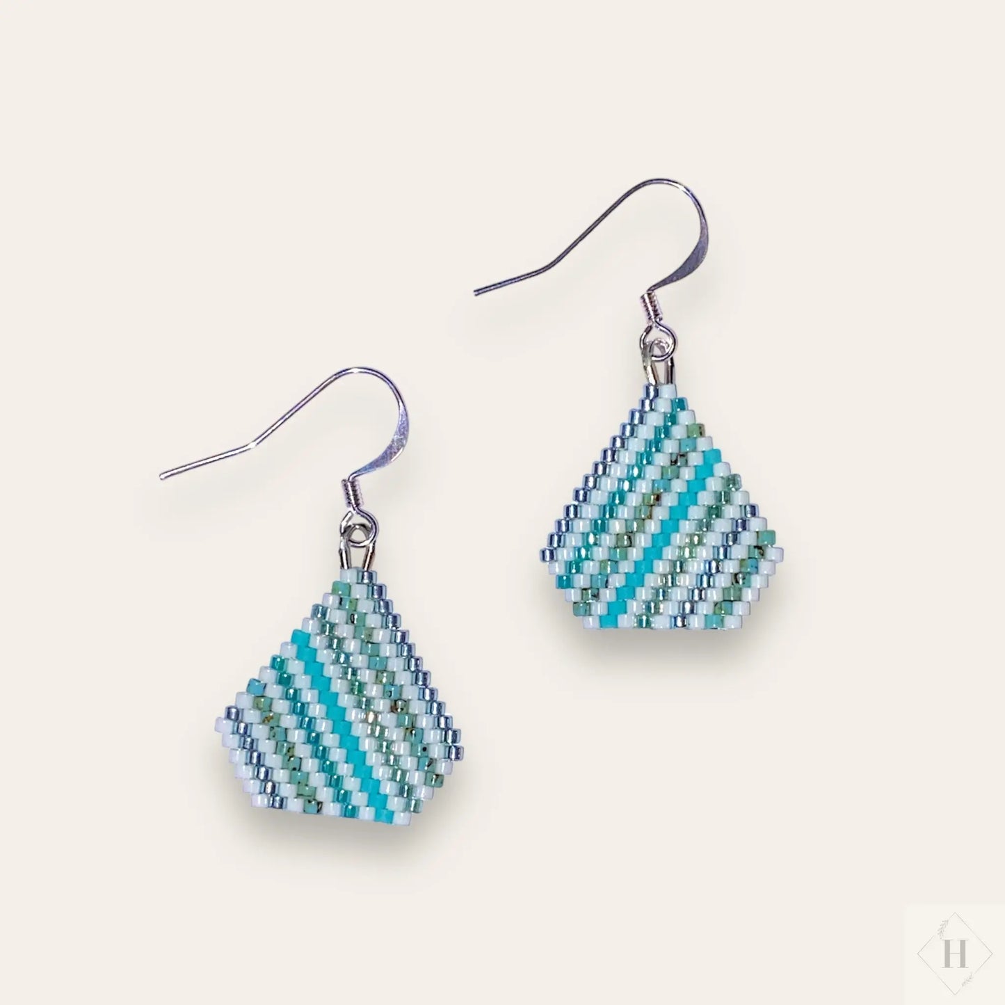 Ørering af miyuki perler - Stripes turkis Sara Engel