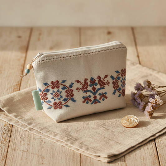 Pung med stramaj broderi