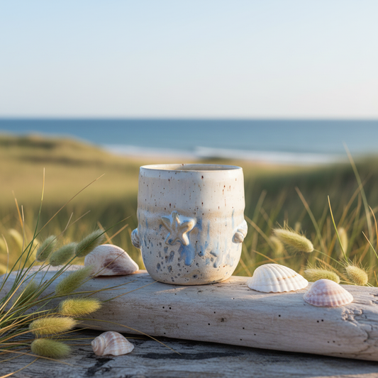Keramikkrus uden hank – Søstjerne og strandskaller | Clay by Hornstrup