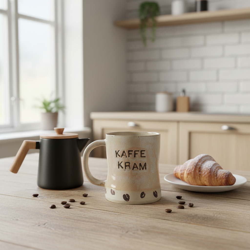 Klemmekrus med hank og „kaffe kram“ – Håndlavet keramikkrus af Charlottes Clayground