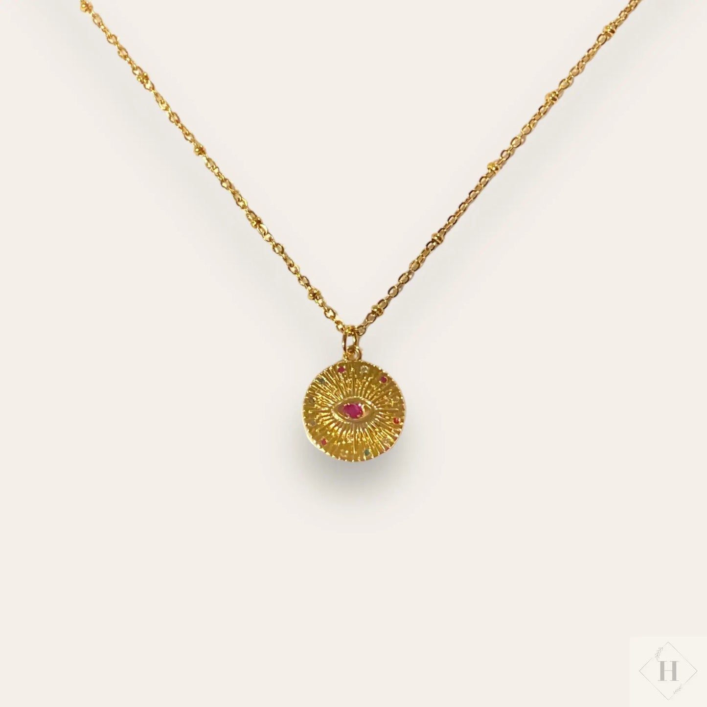 Halskæde med evil eye medallion Jeanette Bang