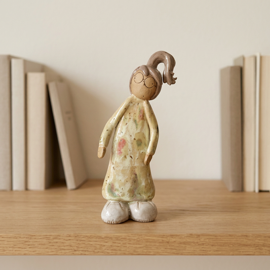 Spilop Leda – keramikfigur med briller, 14 cm | Charlottes Clayground