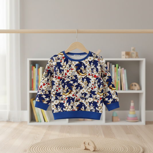 Børnesweatshirt med Sonic – Håndlavet | Louifax