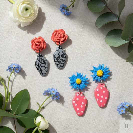 Ørestikker i form af vase – håndlavet polymer clay | Øjenguf