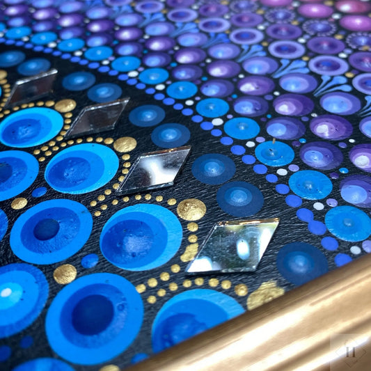 Dotart maleri i guldfarvet ramme 50x40 cm Zenjasworld