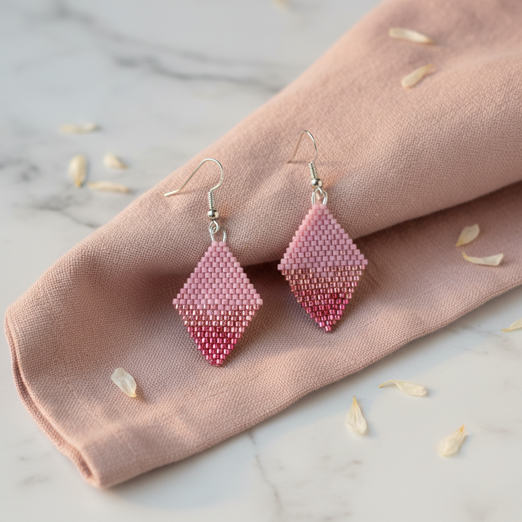 Øreringe i miyukiperler – lyserød og metallic rosa | Sara Engel