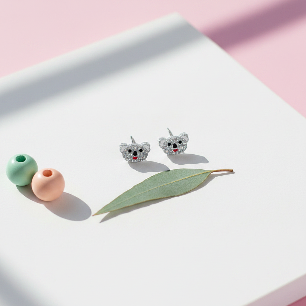 Koala ørestikker i glitter – Laseskårne | Saisall