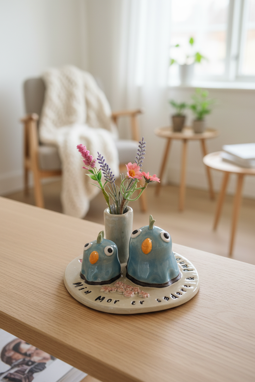 Keramik opstilling fugle vase - lifestyle