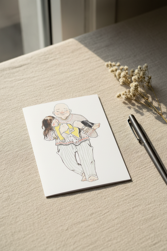 Kort – Far og den sovende datter – stylet