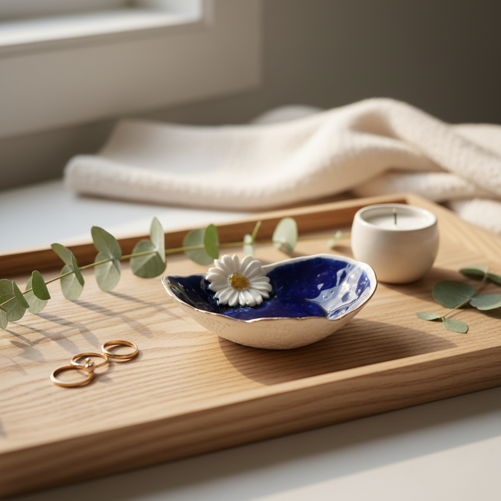 Porcelænsskål mørkeblå blomst Jøwjøw – lifestyle v3
