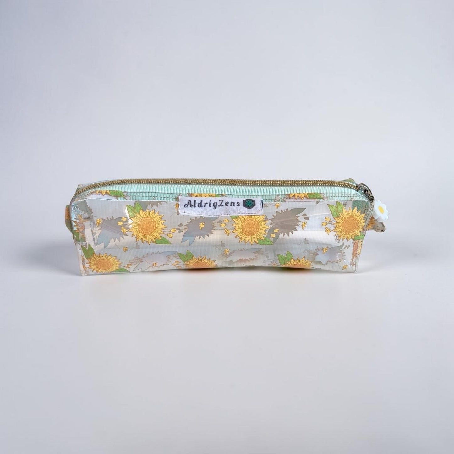 Penalhus/toilettaske i vinyl- M. Gule blomster